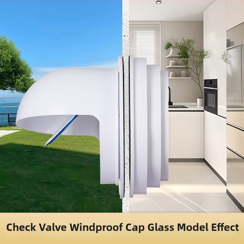 Virtuves atgriezeniskā plūsmas vārsta ventilis – caur sienu, PP plastmasa, mūsdienīgs minimālisma stils, izturīgs pret vēju, lietu un putniem