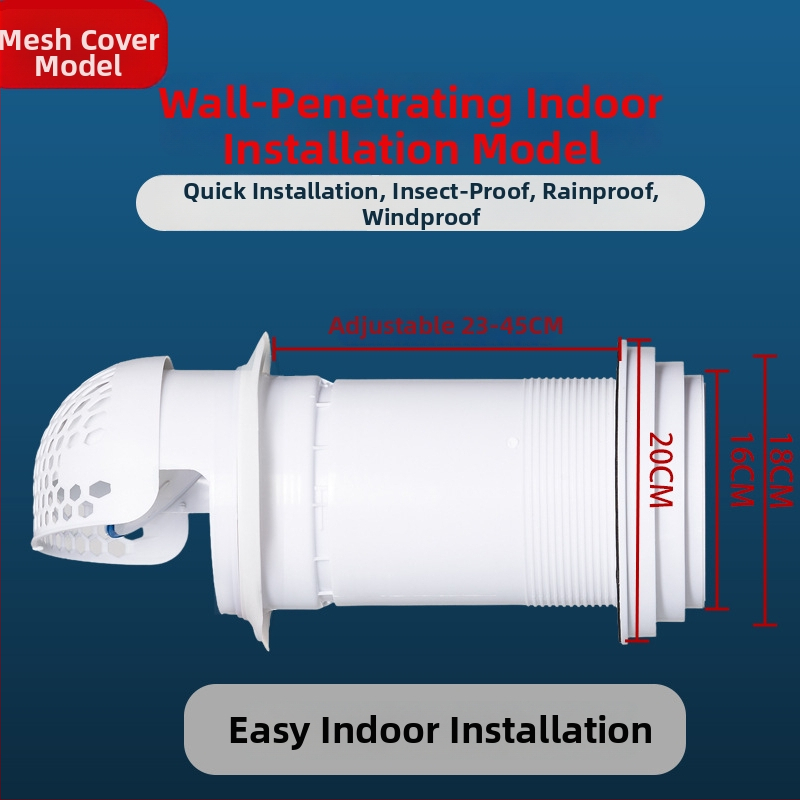 Virtuves atgriezeniskā plūsmas vārsta ventilis – caur sienu, PP plastmasa, mūsdienīgs minimālisma stils, izturīgs pret vēju, lietu un putniem