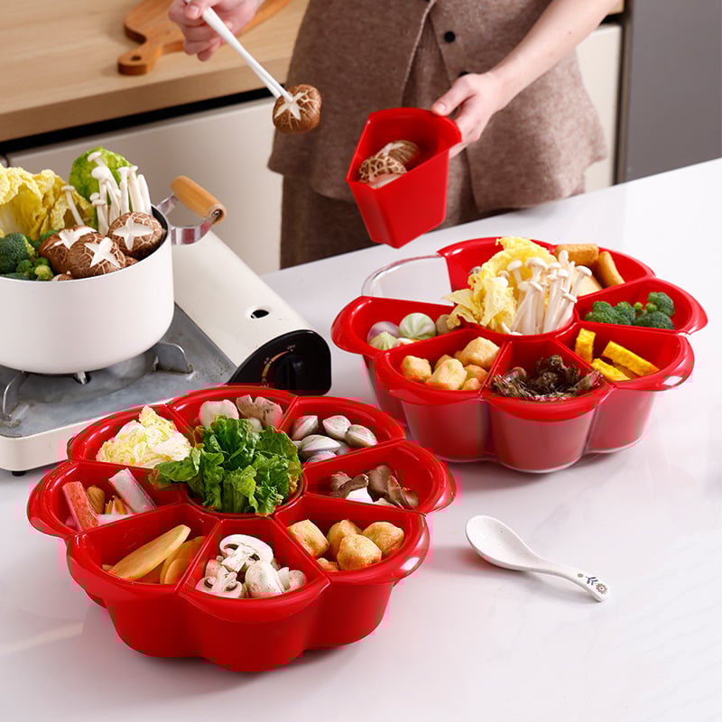 Otočná platňa na hot pot s deviatimi priehradkami, dvojvrstvová, PP materiál