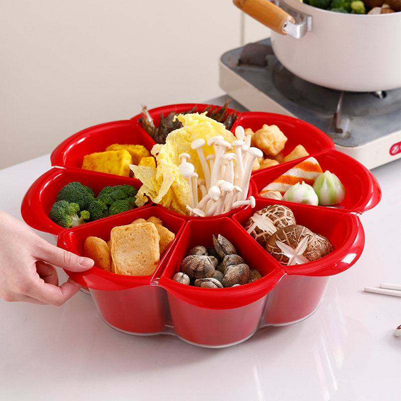 Otočná platňa na hot pot s deviatimi priehradkami, dvojvrstvová, PP materiál