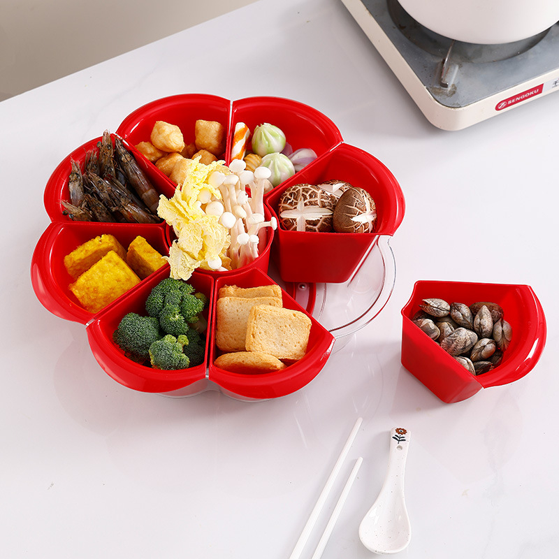 Otočná platňa na hot pot s deviatimi priehradkami, dvojvrstvová, PP materiál