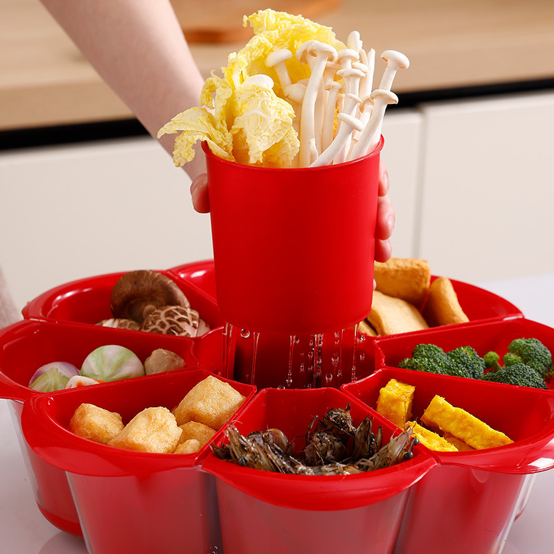 Otočná platňa na hot pot s deviatimi priehradkami, dvojvrstvová, PP materiál