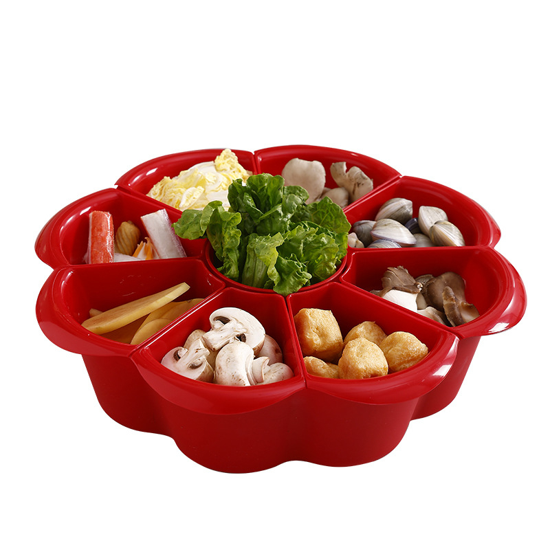 Otočná platňa na hot pot s deviatimi priehradkami, dvojvrstvová, PP materiál