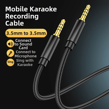 RXIX Luo 4-kanalų 3,5 mm garso kabelis vyras-vyras, auksu dengti kontaktai, varinis laidininkas