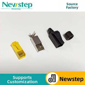 Pass-Through RJ45 jungtis, Crimp tipas, 4/8 branduoliai, 22-26 AWG, be izolacijos šalinimo, Cat5e/Cat6a