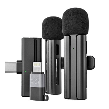 Lavalier mikrofons ar iebūvētu akumulatoru 50–100 mAh; frekvenču diapazons 20 Hz–20 kHz; SNR ≥60 dB; kustama spole