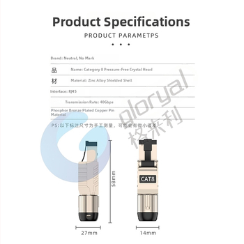 GLORYAL GL-2026cx kristalinė galva iš cinko lydinio Cat8/Cat7/Cat6A, duomenų centras
