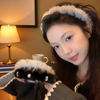 Лента за глава за жени — плюшена материя, ръчна изработка, без вградени елементи, сладък стил