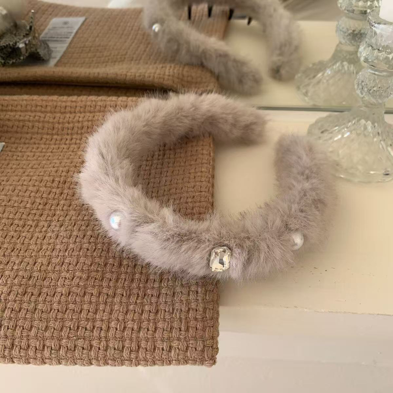 Лента за глава за жени — плюшена материя, ръчна изработка, без вградени елементи, сладък стил