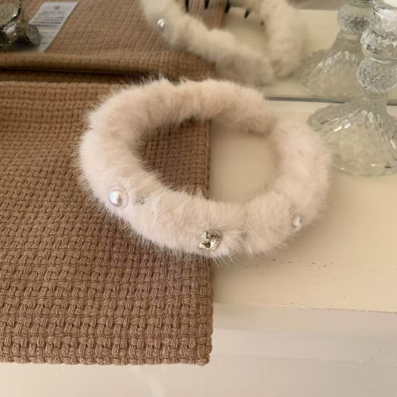 Лента за глава за жени — плюшена материя, ръчна изработка, без вградени елементи, сладък стил