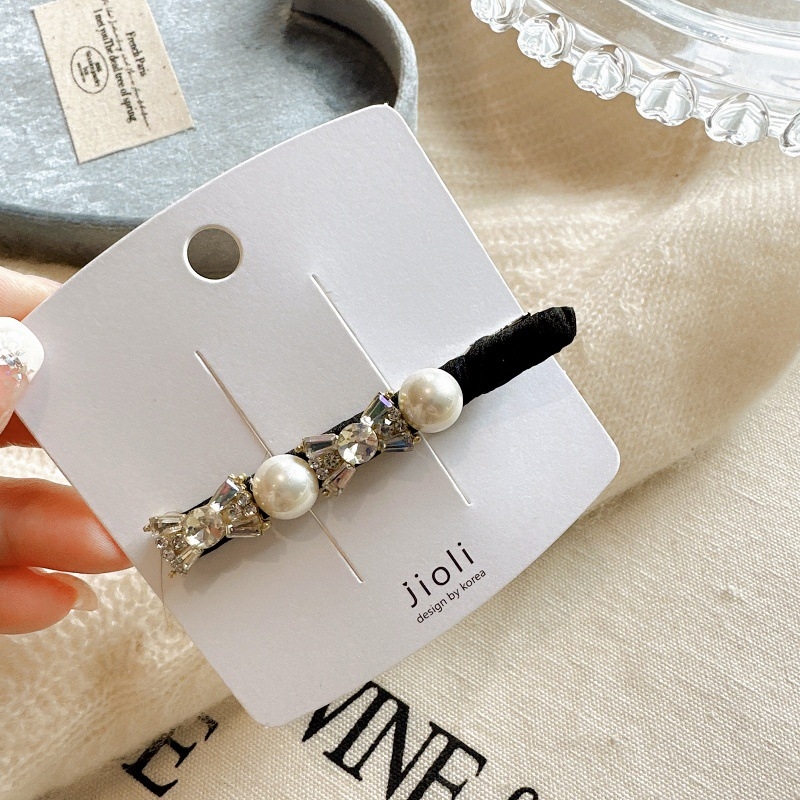 Käsitsi valmistatud juukseklips rhinestoneidega, külgklips ühe märgiga, pikkade pärlitega