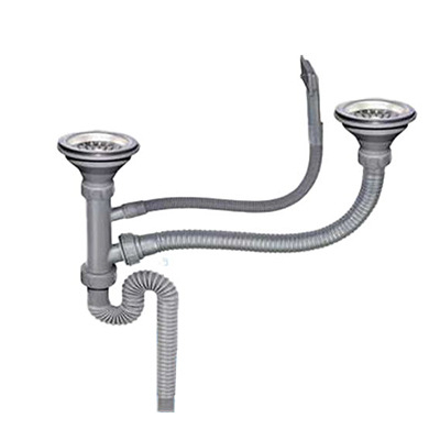 Кухненски маркуч за оттичане с антиобратен поток AFL-8104, неръждаема стомана, двоен слот, прибиращ се