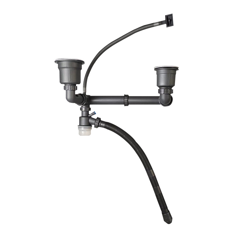 Кухненски маркуч за оттичане с антиобратен поток AFL-8104, неръждаема стомана, двоен слот, прибиращ се