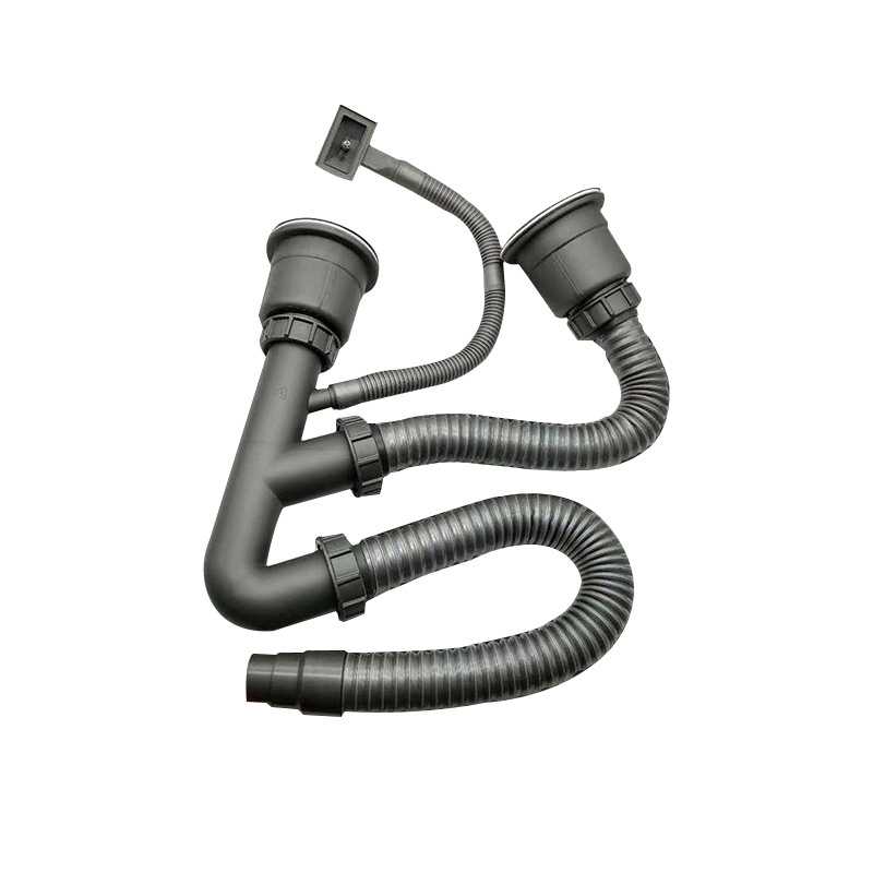 Кухненски маркуч за оттичане с антиобратен поток AFL-8104, неръждаема стомана, двоен слот, прибиращ се