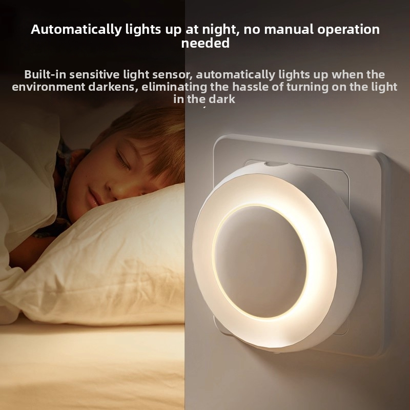 Νυχτερινό φως, στρογγυλό σχήμα, 220V, τροφοδοσία από πρίζα, διακόπτης ελέγχου φωτισμού