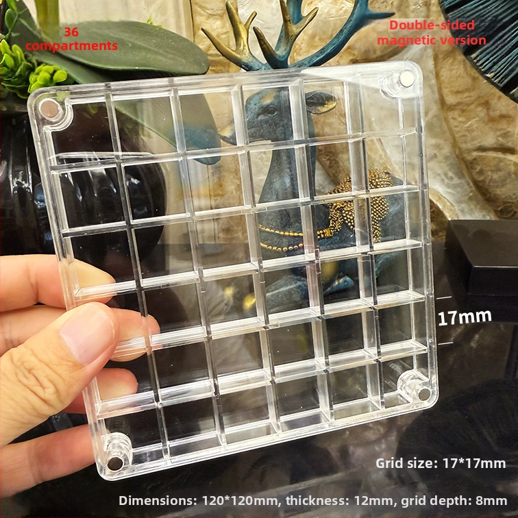 Akrylová magnetická šuplíková krabička s rámom na fotografie so škrupinou, jednostranná a obojstranná, mini úložisko šperkov, moderný minimalistický štýl