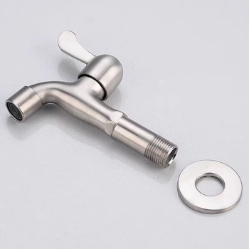 Кран от неръждаема стомана за пералня и мивка, модел 1001, единичен шарнир, отваряне с гаечен ключ, меден клапан с пълна сърцевина