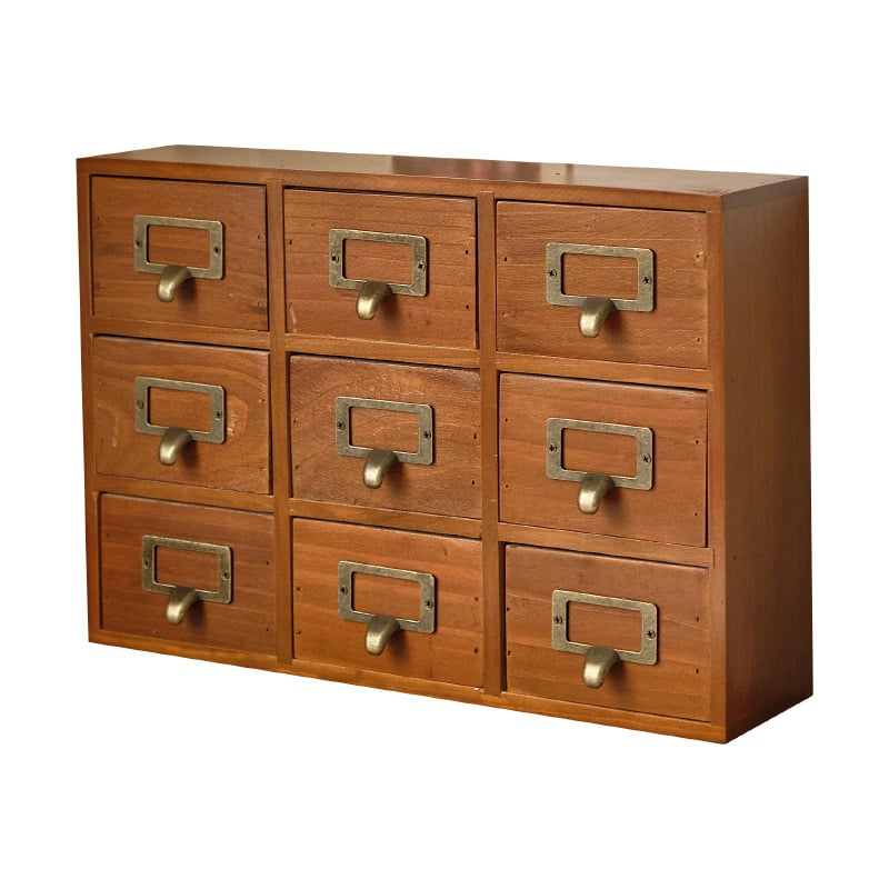 Cutie de depozitare desktop cu 16 compartimente din lemn de pin, model 565, capacitate 18L, stil modern minimalist