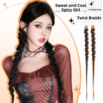 Parūka ar asti un pītu pinumiem ķīniešu nacionālā stilā, roku darbs, mati no augsttemperatūras stieples, nav krāsoti un nav permētie