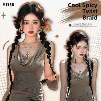 Parūka ar asti un pītu pinumiem ķīniešu nacionālā stilā, roku darbs, mati no augsttemperatūras stieples, nav krāsoti un nav permētie