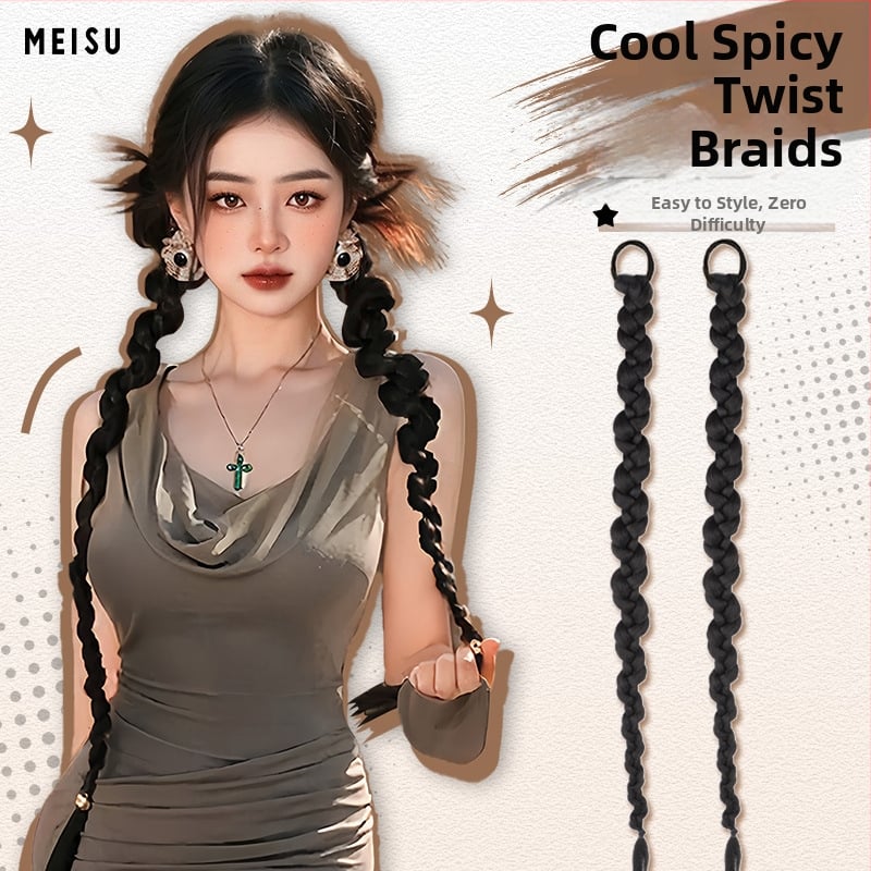 Parūka ar asti un pītu pinumiem ķīniešu nacionālā stilā, roku darbs, mati no augsttemperatūras stieples, nav krāsoti un nav permētie