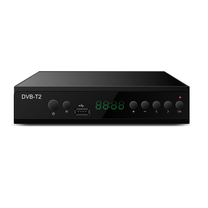 DVB-T2 set-top box, 1080p HD, USB/WiFi/Tinklas, 512MB RAM, MPEG4/MP4 vaizdo atkūrimas