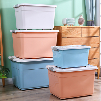 Cutie de depozitare din plastic, capacitate mare pentru casă și dormitor, organizator pentru haine și jucării; PP plastic; 200–250 L; cu roți și mâner de transport; rezistent la apă și praf