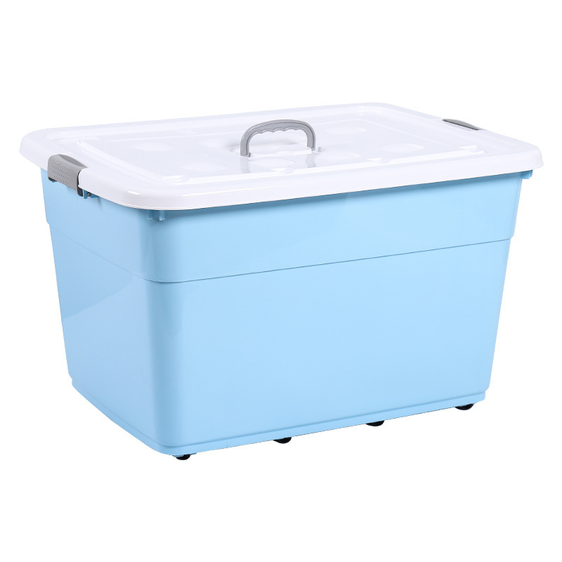 Cutie de depozitare din plastic, capacitate mare pentru casă și dormitor, organizator pentru haine și jucării; PP plastic; 200–250 L; cu roți și mâner de transport; rezistent la apă și praf