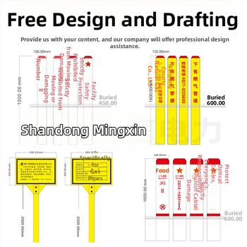 FRP įspėjamieji stulpai dujotiekiams/naftotiekiams; PVC vandens tiekimo žymėjimo stulpai; cemento energijos ir ryšių stulpai; atšvaitinis filmas klasė II; šilkografija; formos kvadratas/apvalus/trikampis; pritaikomi