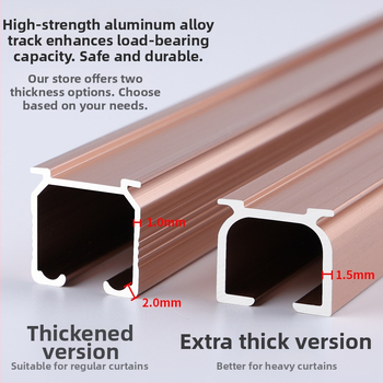 Morant aliuminio užuolaidų bėgis – dvigubas bėgis, viršutinis tvirtinimas, kabliuko tipas, teleskopinis slydimo mechanizmas