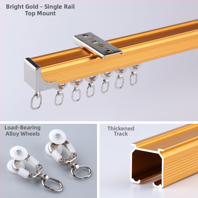 Morant aliuminio užuolaidų bėgis – dvigubas bėgis, viršutinis tvirtinimas, kabliuko tipas, teleskopinis slydimo mechanizmas