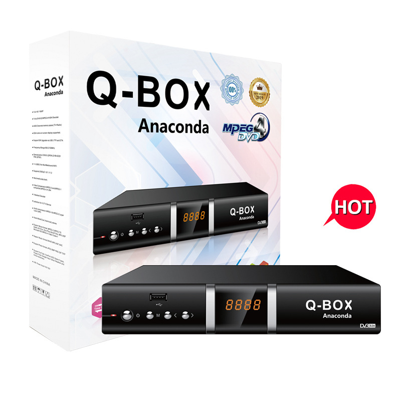 Q-BOX Anaconda Išmanus Set-Top Box su 1280x1024 raiška, USB/Wi‑Fi/HDMI/AV sąsajos, įmontuotas kietasis diskas, vaizdo įrašai MPEG/MP4/MPG, garso MP3