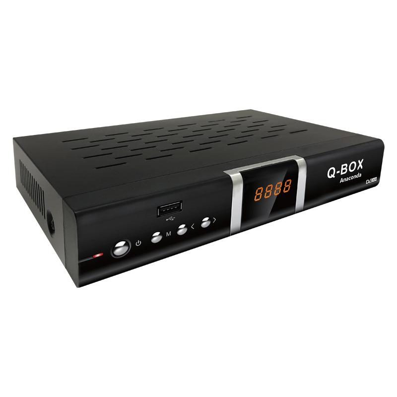 Q-BOX Anaconda Išmanus Set-Top Box su 1280x1024 raiška, USB/Wi‑Fi/HDMI/AV sąsajos, įmontuotas kietasis diskas, vaizdo įrašai MPEG/MP4/MPG, garso MP3