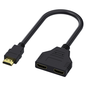 HDMI skirstytuvas su 1 įėjimu ir 2 išėjimais, 0,3 m ilgis, varinis auksu dengtas, HDMI kabelis