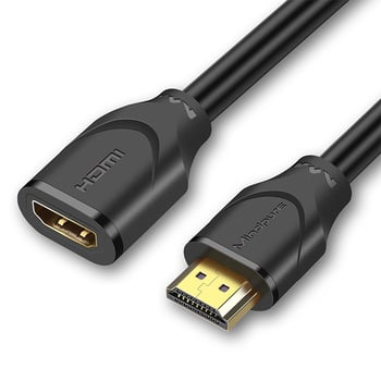 HDMI pratęsimo kabelis, vyras–moteris, 4K60, auksu dengtos jungtys, ilgiai 0.5 m, 1 m, 1.5 m, 2 m, 3 m