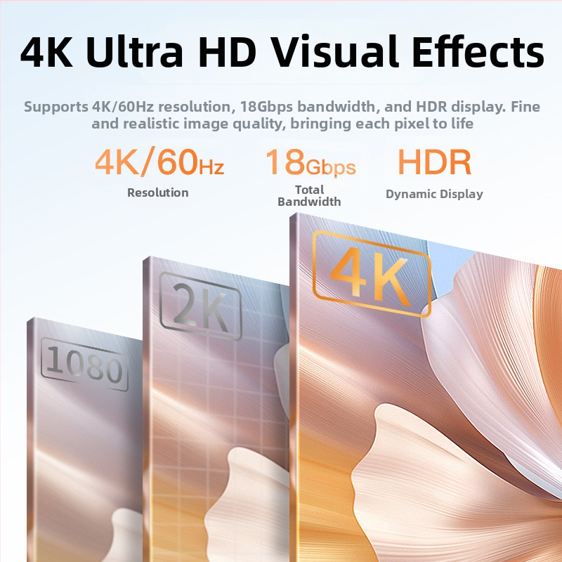 HDMI pagarinājuma kabelis, vīrietis–sieviete, 4K60, zelta kontaktligzdas, garumi 0.5 m, 1 m, 1.5 m, 2 m, 3 m