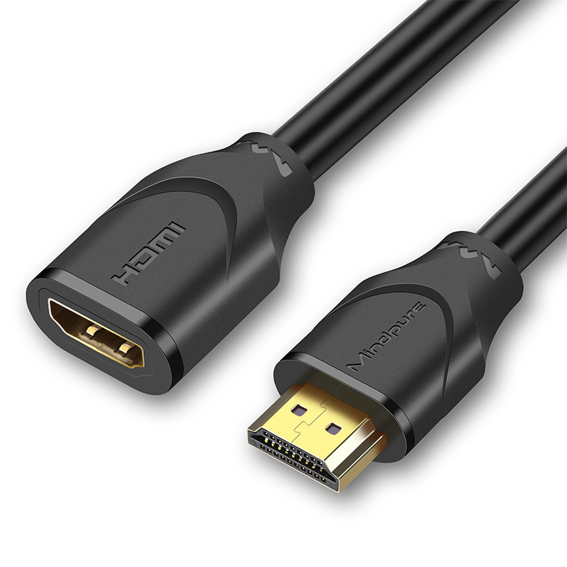 HDMI pratęsimo kabelis, vyras–moteris, 4K60, auksu dengtos jungtys, ilgiai 0.5 m, 1 m, 1.5 m, 2 m, 3 m