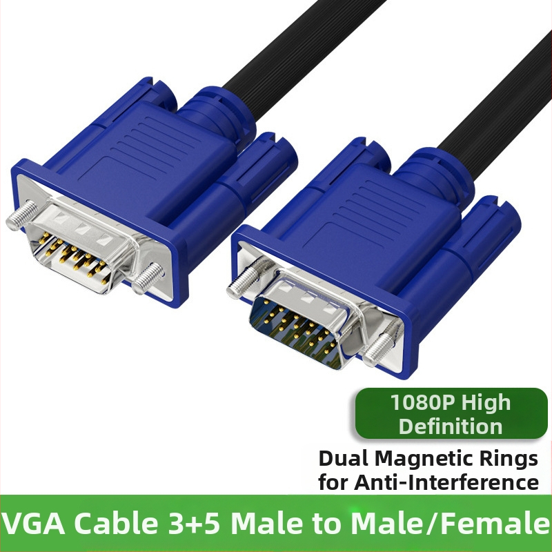 VGA kabelis, varinis laidininkas, įpurškiamojo liejimo jungtys, ilgis 1,5 m arba 3 m, suderinamas su kompiuteriais, TV, monitoriais ir projektoriais