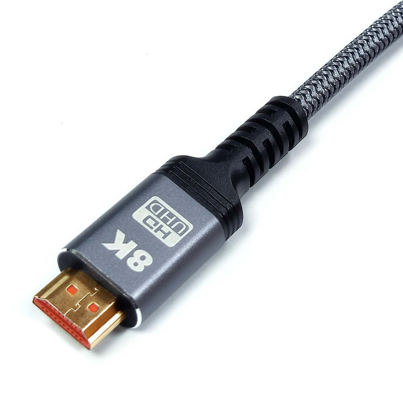 HDMI 2.1 kabelis 8K60Hz ir 4K240Hz palaikymui, 1,5 m ilgio, CCS laidinys, auksu dengti ir nikeliuoti jungtys