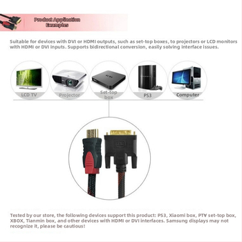 HDMI į DVI adaptor kabelis, 24+1 kontaktai, 1.5 m ilgio, auksu dengti kištukai, vario dengti plieno laidininkai