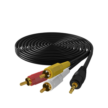 Аудио кабел 1 към 3: 3,5 мм към 3RCA, позлатено покритие, медно-слоево стоманено ядро, за сет-топ бокс