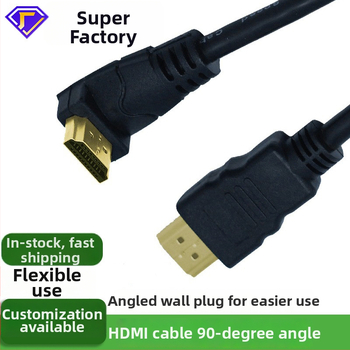HDMI kabelis 90° kampu televizoriui/monitoriui, 1 m ilgio, CCS laidininkas, auksu padengti jungtys