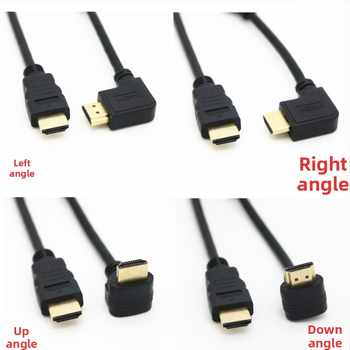 HDMI kabelis 90° kampu televizoriui/monitoriui, 1 m ilgio, CCS laidininkas, auksu padengti jungtys