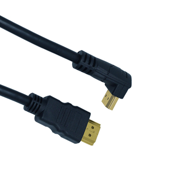 HDMI kabelis su 90° kampu televizoriui/monitoriui, 4K, auksu dengtas, 1 m ilgio