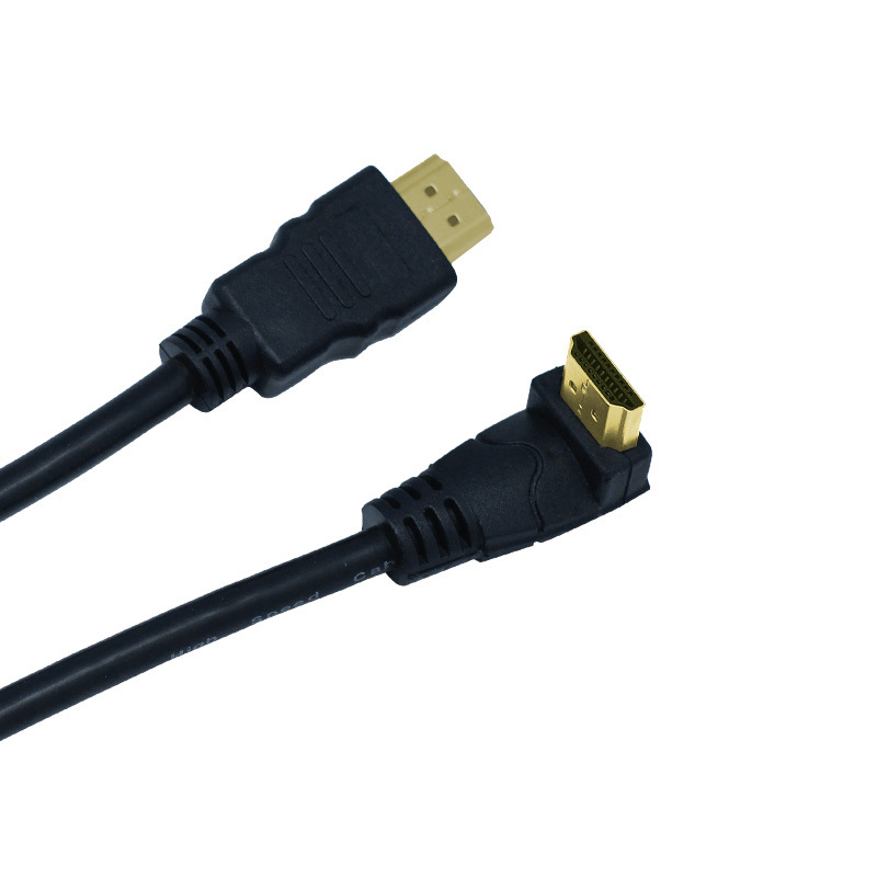 HDMI kabelis su 90° kampu televizoriui/monitoriui, 4K, auksu dengtas, 1 m ilgio