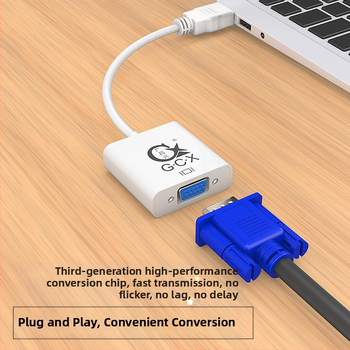 HDMI į VGA adapteris su garsu ir maitinimu, 16 cm varinis kabelis auksu dengtas