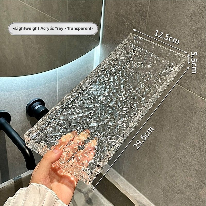 Akrilna kutija za pohranu u kupaonici s pladnjem za umivaonik, bez poklopca, 18 L, model 209, stil laganog luksuza