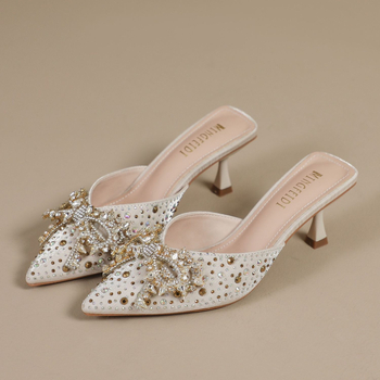 Sieviešu sandales ar smailu purnu un šauru papēdi, korejiešu stils, PU augšdaļa, gumijas zole, pavasaris 2025