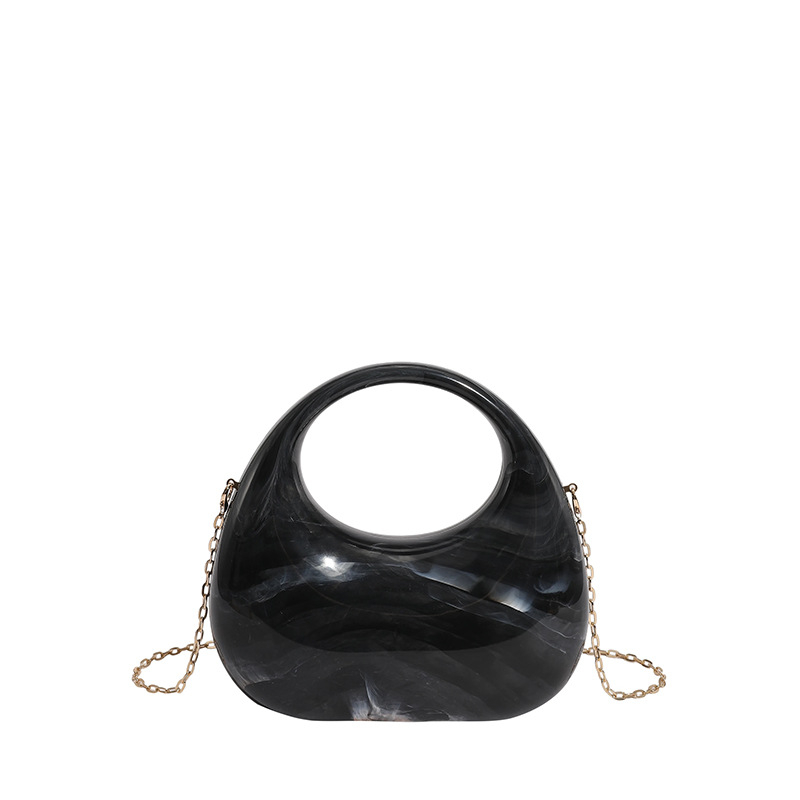 Akril kézitáska félhold alakú, doboz táska stílus, mágneses zárás, belső telefontartó zseb