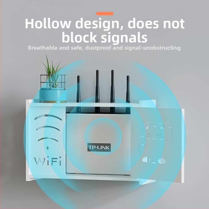 Zidna kutija za skladištenje bežičnog rutera i TV boxa, PVC, moderni minimalistički stil, zidni montažni, jednoslojno
